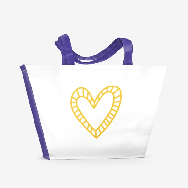 Пляжная сумка «Желтое сердце, нарисованное в стиле цветных карандашей»