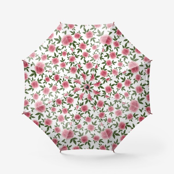 Зонт «Акварельные розы на белом - паттерн»