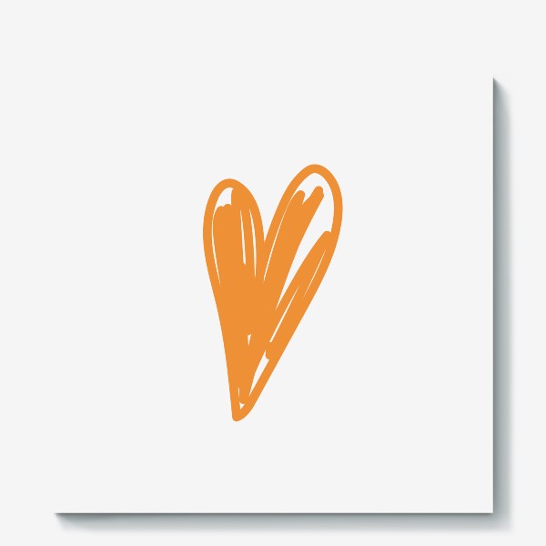 Холст «Оранжевое сердце, нарисованное фломастером»