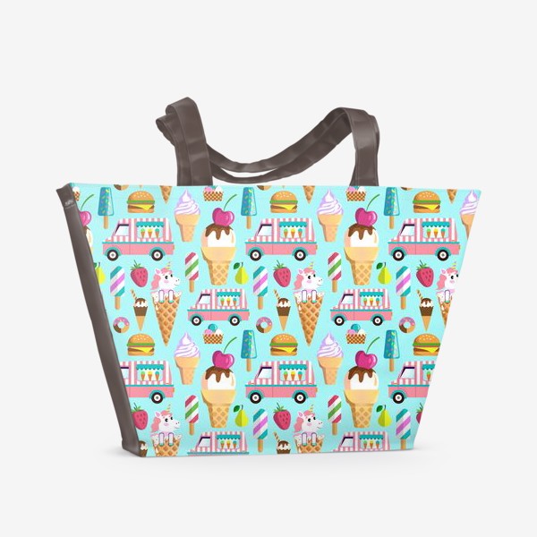Пляжная сумка «Единорог-сладкоежка»