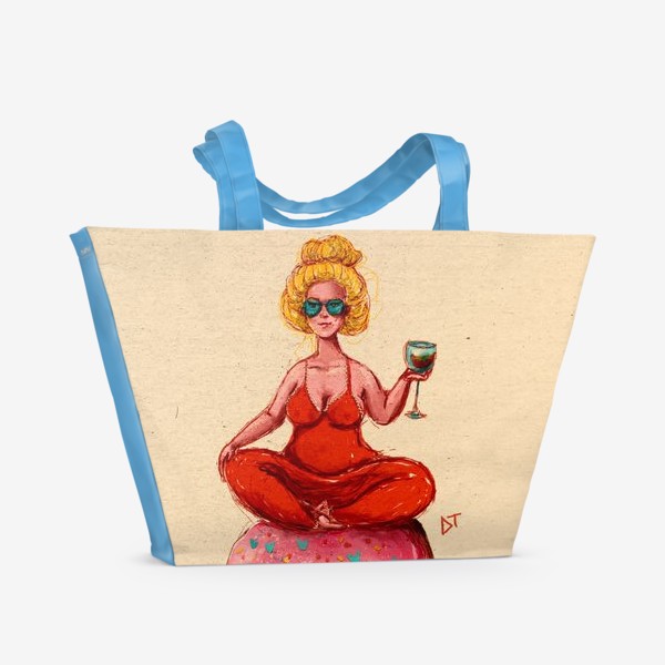 Пляжная сумка «Йога и вино»