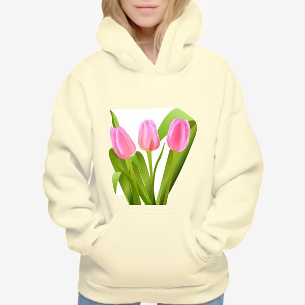 Худи «Цветы Тюльпаны.  Весна, 8 марта»