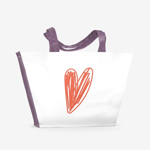 Пляжная сумка «Красное сердце, нарисованное фломастером»