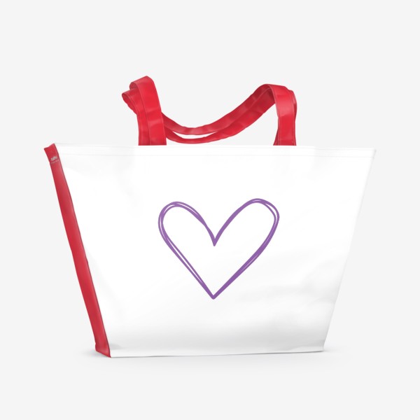 Пляжная сумка &laquo;Фиолетовое сердце, нарисованное фломастером&raquo;