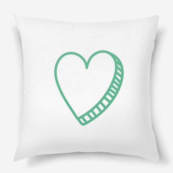 Подушка «Зеленое сердце, нарисованное фломастером»