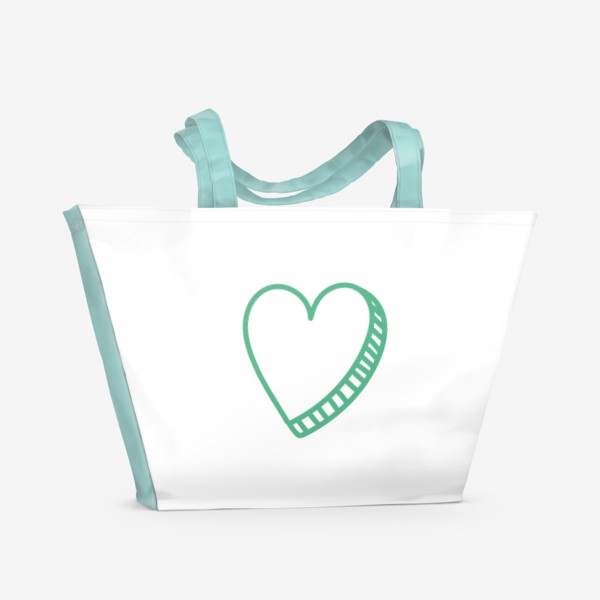 Пляжная сумка «Зеленое сердце, нарисованное фломастером»