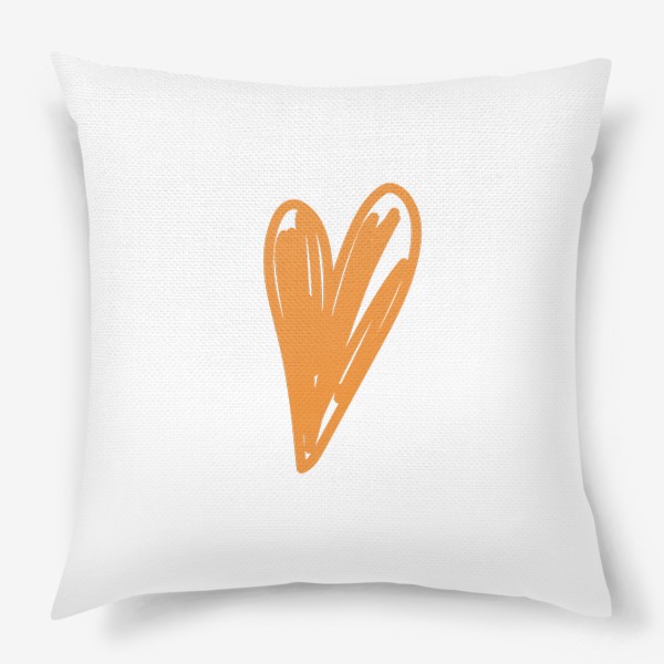 Подушка &laquo;Оранжевое сердце, нарисованное фломастером&raquo;