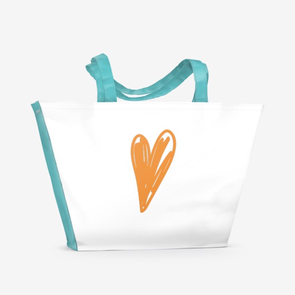 Пляжная сумка &laquo;Оранжевое сердце, нарисованное фломастером&raquo;