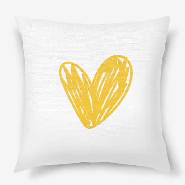 Подушка «Сердце, нарисованное желтым фломастером»