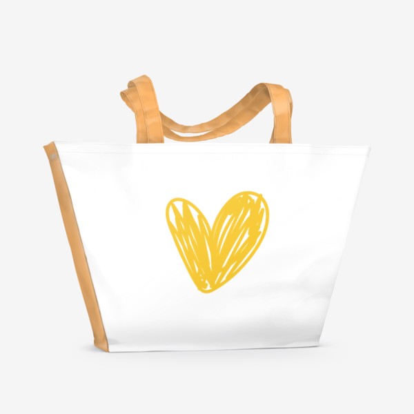 Пляжная сумка «Сердце, нарисованное желтым фломастером»