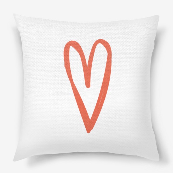 Подушка «Сердце, нарисованное оранжевым карандашом»