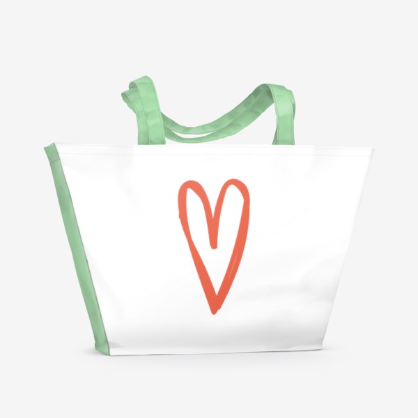 Пляжная сумка «Сердце, нарисованное оранжевым карандашом»
