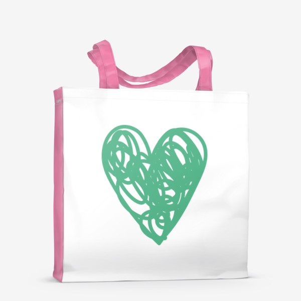 Сумка-шоппер &laquo;Сердце, нарисованное зеленым фломастером&raquo;