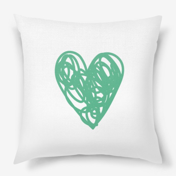 Подушка «Сердце, нарисованное зеленым фломастером»