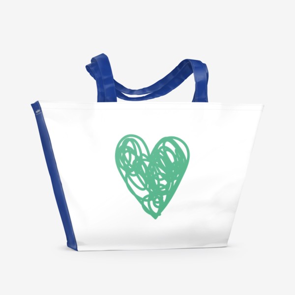 Пляжная сумка «Сердце, нарисованное зеленым фломастером»