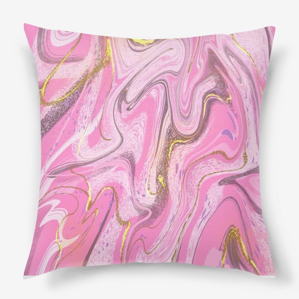 Подушка «Абстрактный розовый с золотом»
