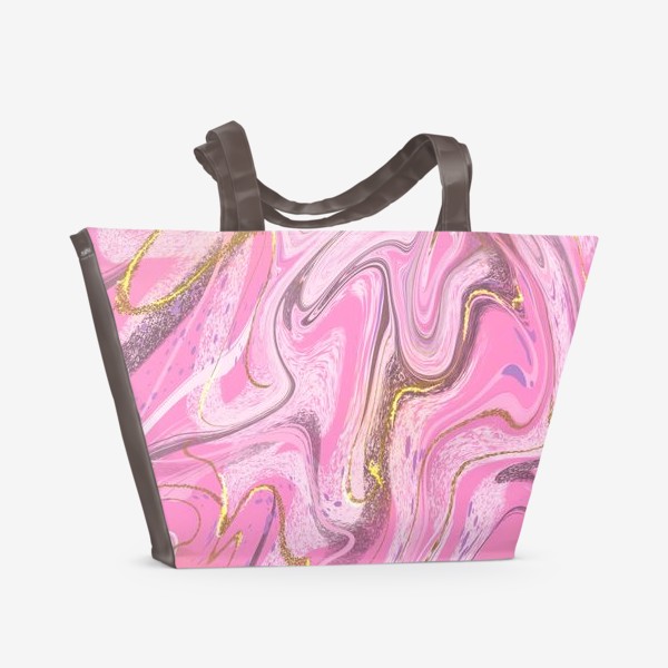 Пляжная сумка «Абстрактный розовый с золотом»