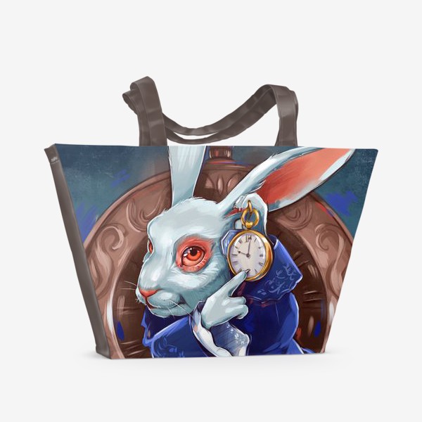 Пляжная сумка «Алиса в стране чудес белый кролик »