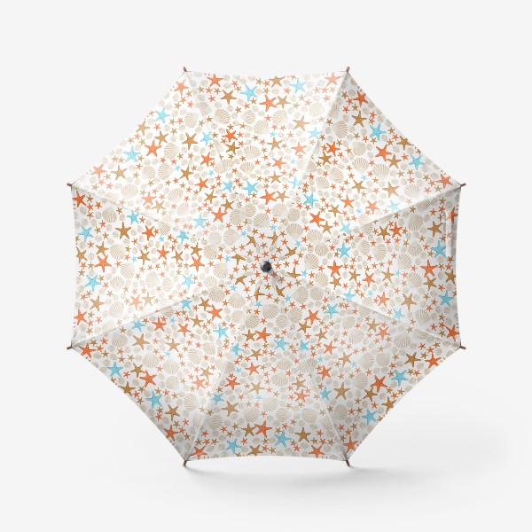 Зонт «Ракушки и морские звезды. Бесшовный паттерн»