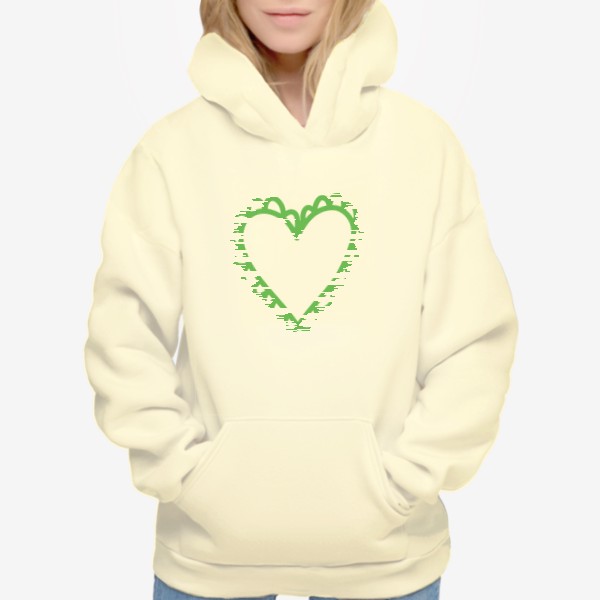 Худи «Сердце, нарисованное зеленым фломастером»