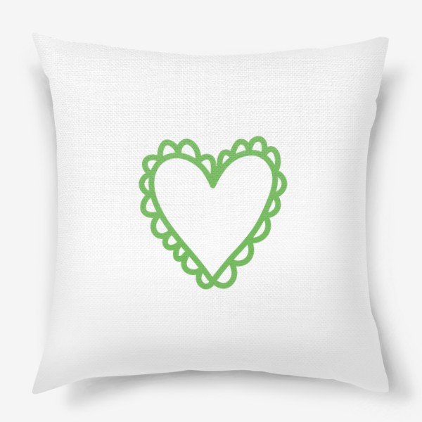 Подушка &laquo;Сердце, нарисованное зеленым фломастером&raquo;