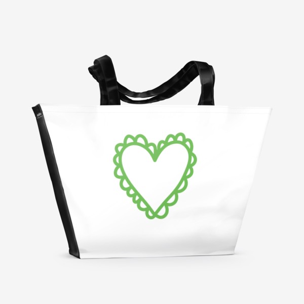 Пляжная сумка «Сердце, нарисованное зеленым фломастером»