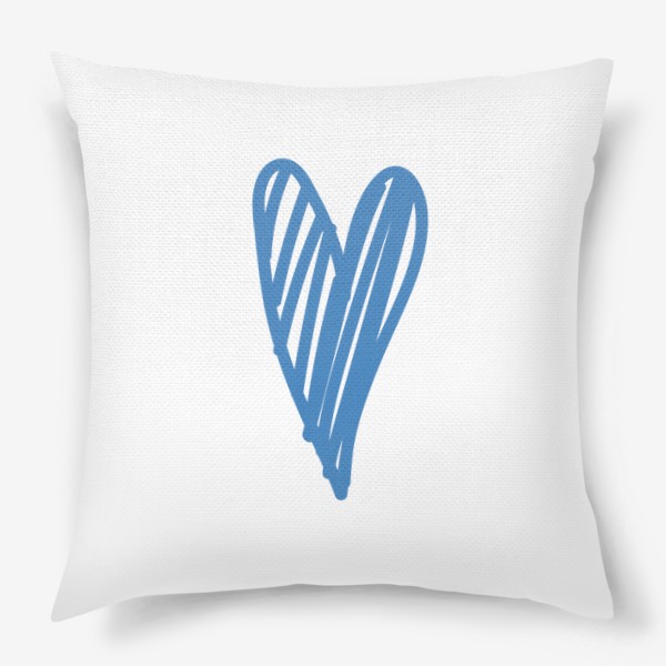 Подушка «Сердце, нарисованное синим фломастером»