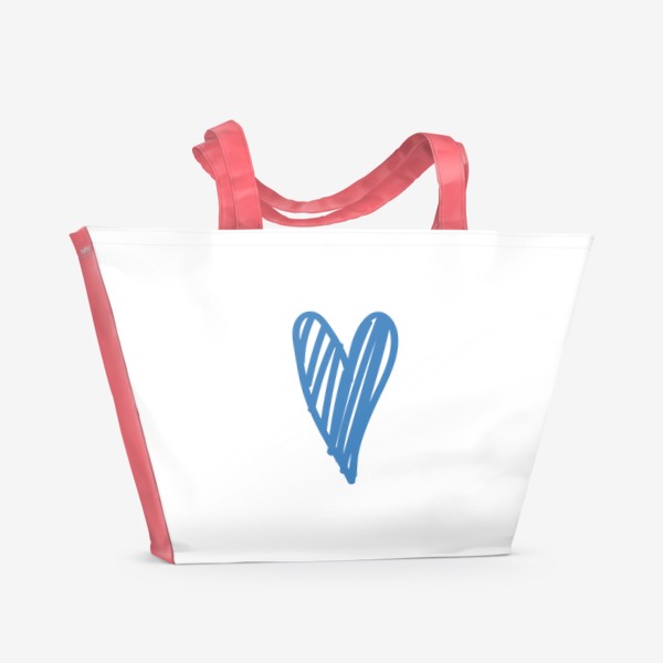 Пляжная сумка «Сердце, нарисованное синим фломастером»