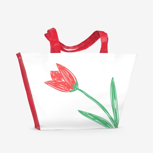 Пляжная сумка «Тюльпан, нарисованный цветными фломастерами»