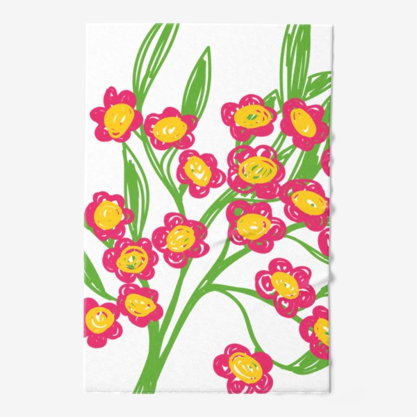 Полотенце «Цветы, нарисованные цветными фломастерами»