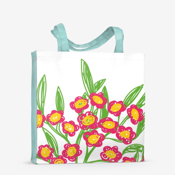 Сумка-шоппер «Цветы, нарисованные цветными фломастерами»