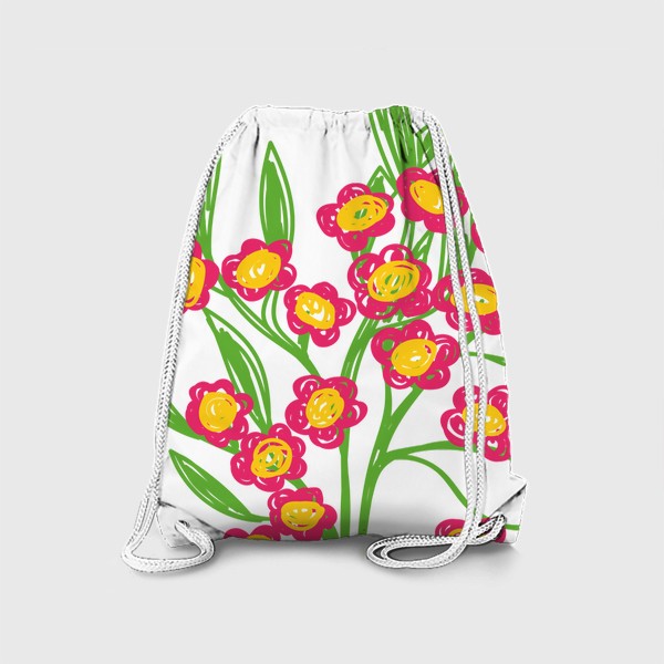 Рюкзак «Цветы, нарисованные цветными фломастерами»