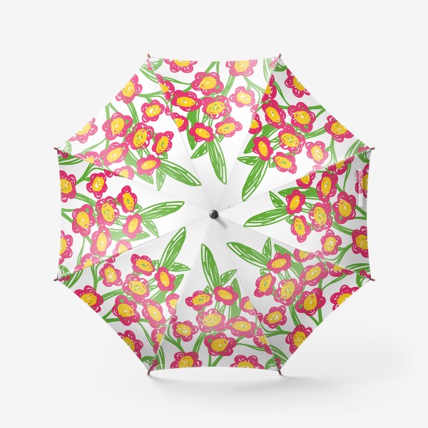 Зонт «Цветы, нарисованные цветными фломастерами»