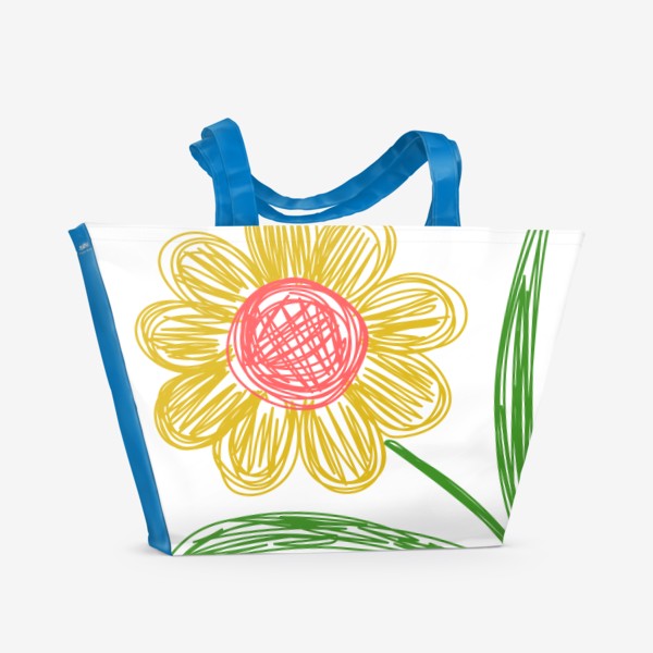 Пляжная сумка &laquo;Цветок, нарисованный цветными фломастерами&raquo;