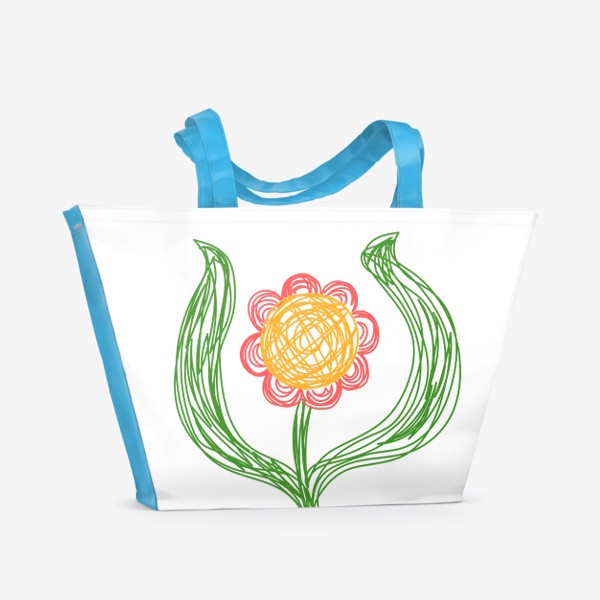 Пляжная сумка «Цветок, нарисованный цветной ручкой»