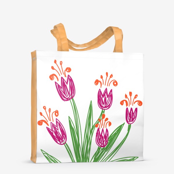 Сумка-шоппер «Цветы нарисованные цветными фломастерами»