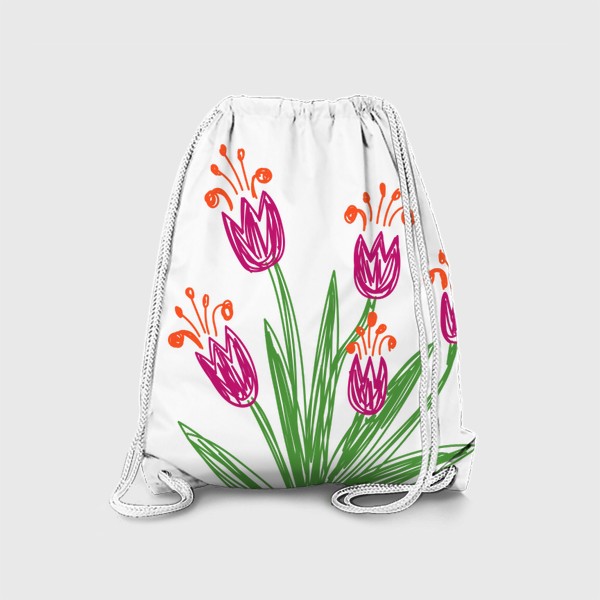 Рюкзак «Цветы нарисованные цветными фломастерами»