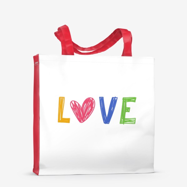 Сумка-шоппер «Любовь и сердце. Надпись Love»