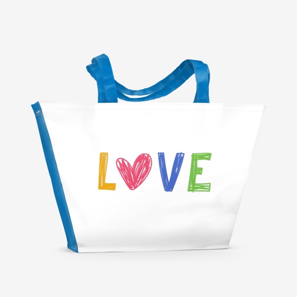 Пляжная сумка «Любовь и сердце. Надпись Love»