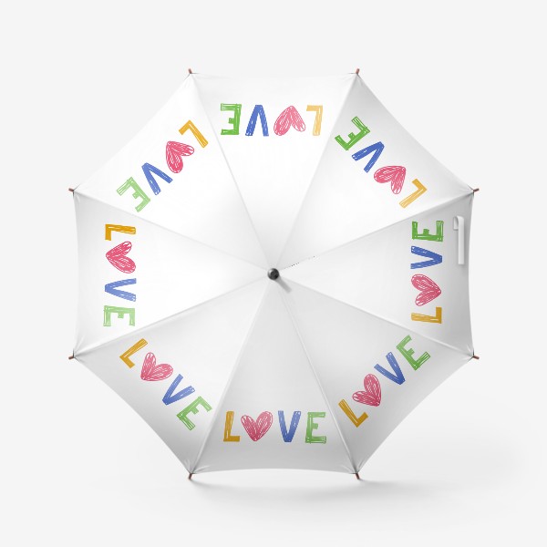 Зонт «Любовь и сердце. Надпись Love»