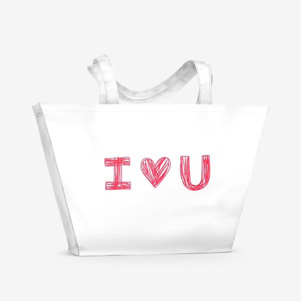 Пляжная сумка «Надпись Я люблю тебя на английском с сердцем»