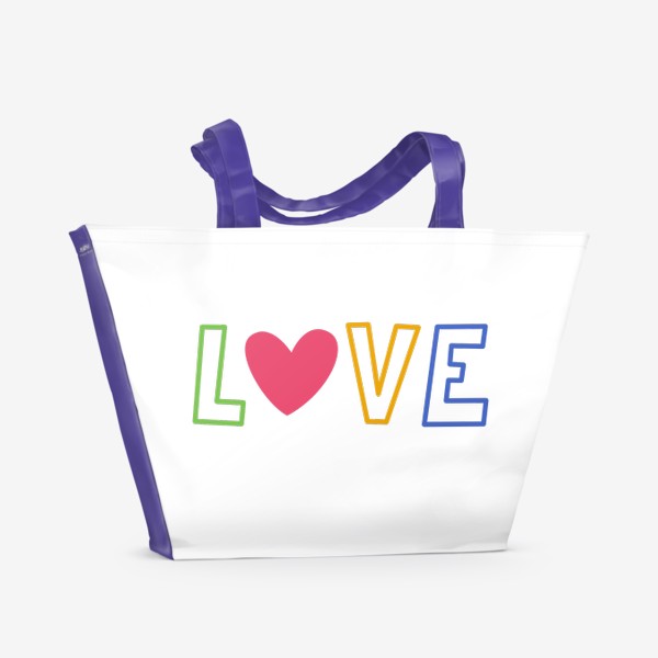Пляжная сумка &laquo;Love. Надпись на английском языке. Любовь и сердце&raquo;