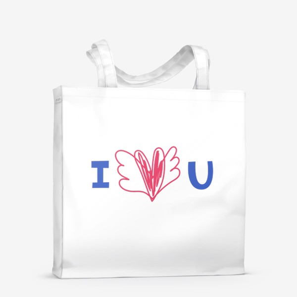 Сумка-шоппер «Я люблю тебя. I love U. Крылатое сердце»