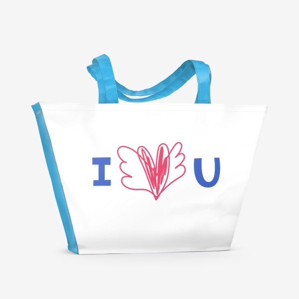 Пляжная сумка «Я люблю тебя. I love U. Крылатое сердце»