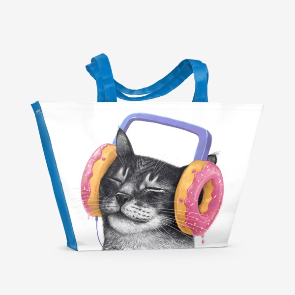 Пляжная сумка «Кот в наушниках»