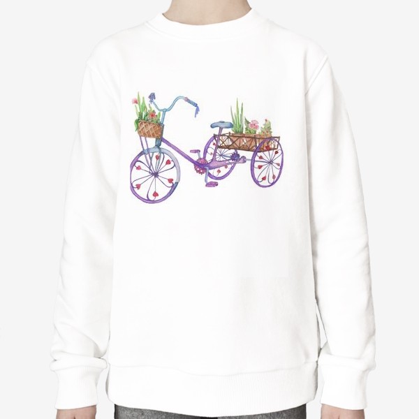 Свитшот &laquo;Акварель. Велосипед с цветами.&raquo;