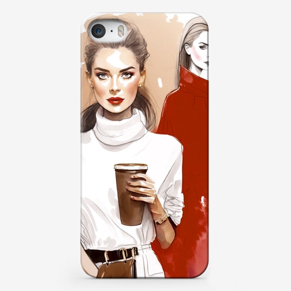 Чехол iPhone «Кофе тайм, фэшн скетч»