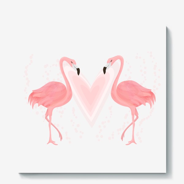 Холст «Любовь розовые фламинго»