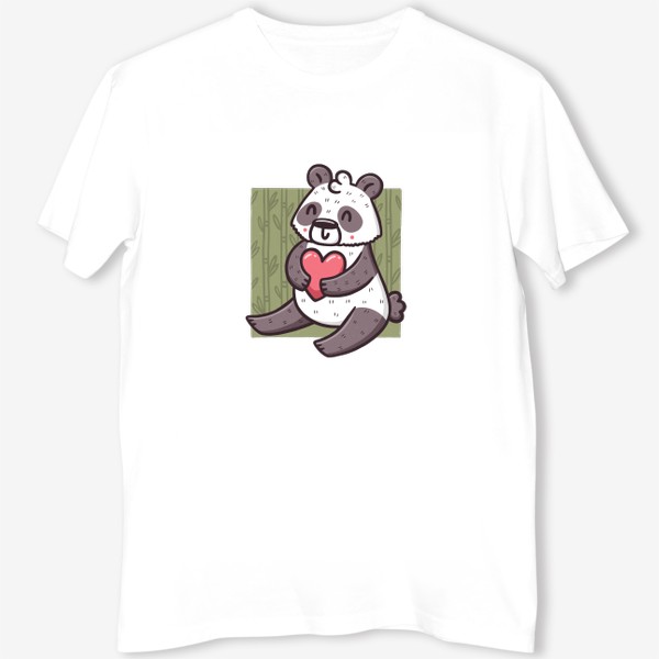 Футболка «Милая панда с сердцем в бамбуковом лесу»