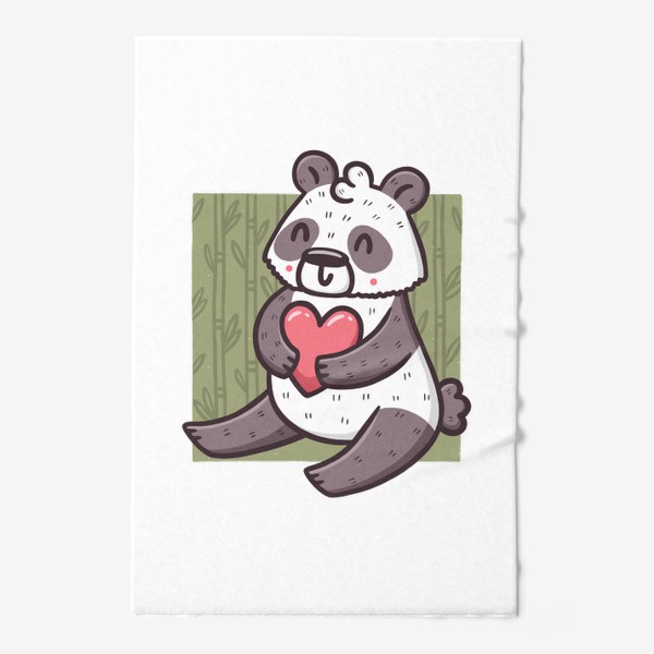 Полотенце «Милая панда с сердцем в бамбуковом лесу»